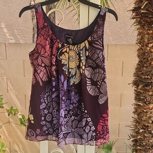 Spense Purple and Pink Floral Tank Top
